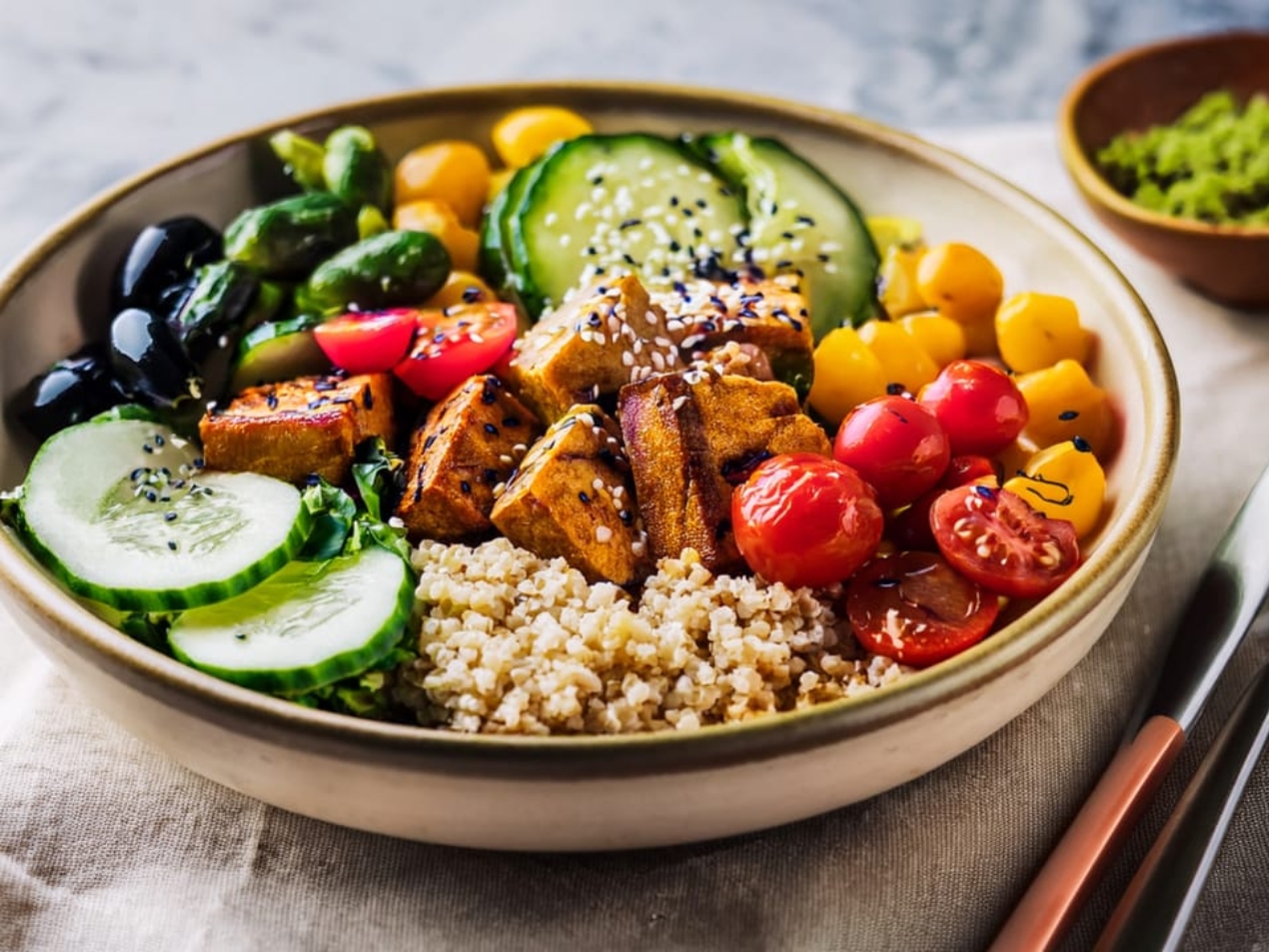 Mediterranean Tempeh & Quinoa Bowl 169 9