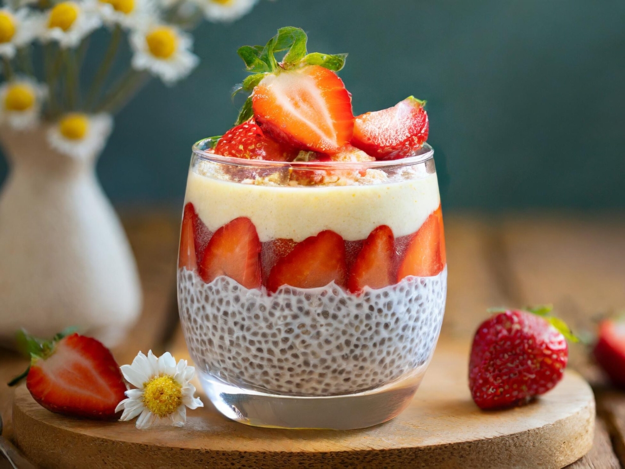 Strawberry Chia Pudding with fresh vanilla