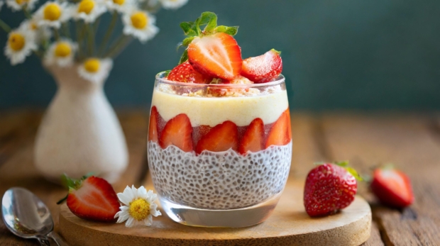 Strawberry Chia Pudding with fresh vanilla