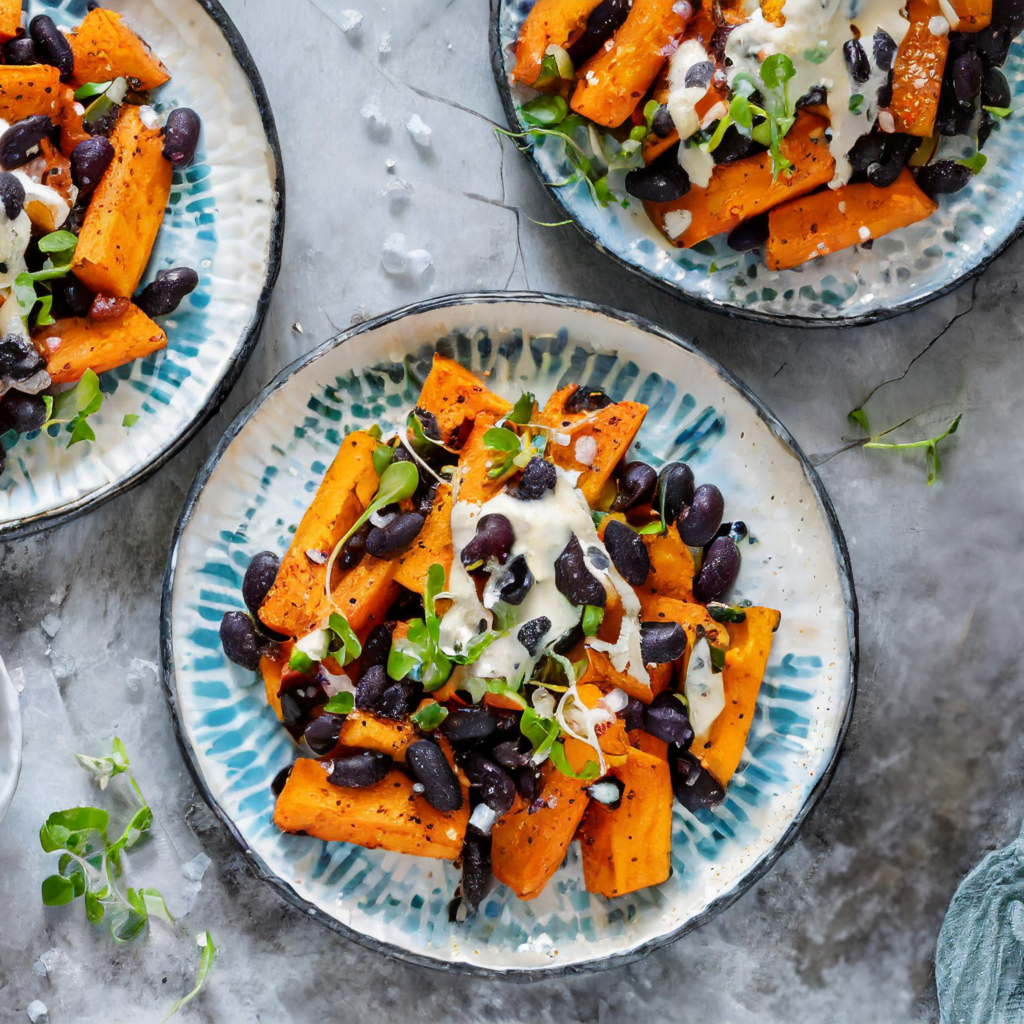 Sweet potato and black bean salad with chipotle dressing