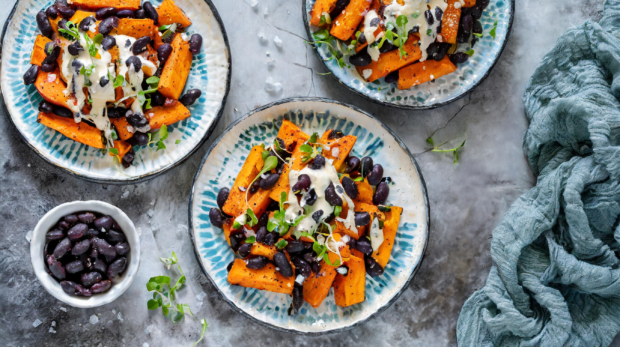 Sweet potato black bean salad with chipotle dressing