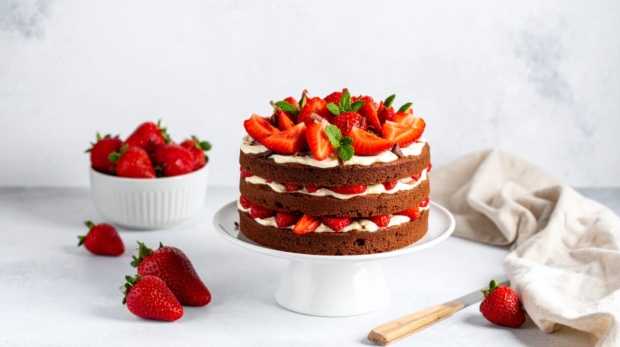 Triple Layer Strawberry Chocolate Cake 169 2