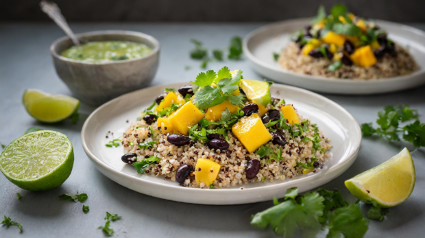 Vegan Quinoa salad with black beans and mango