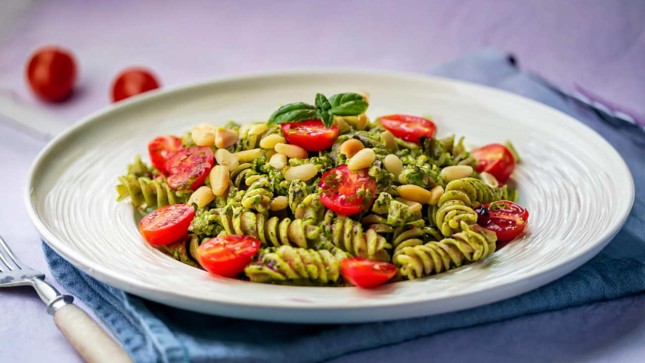 Whole Grain Pasta Salad with Vegan Avocado Pest 169 1
