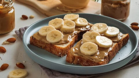 Almond Butter Banana Honey Toast Healthy Breakfast Toast Recipe