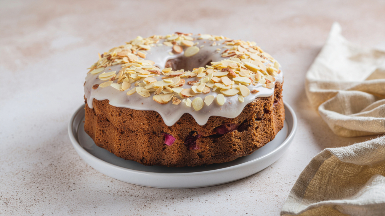 Vegan Rhubarb and Almond Sponge Cake 169 1