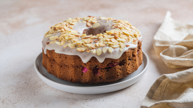 Vegan Rhubarb and Almond Sponge Cake 169 1