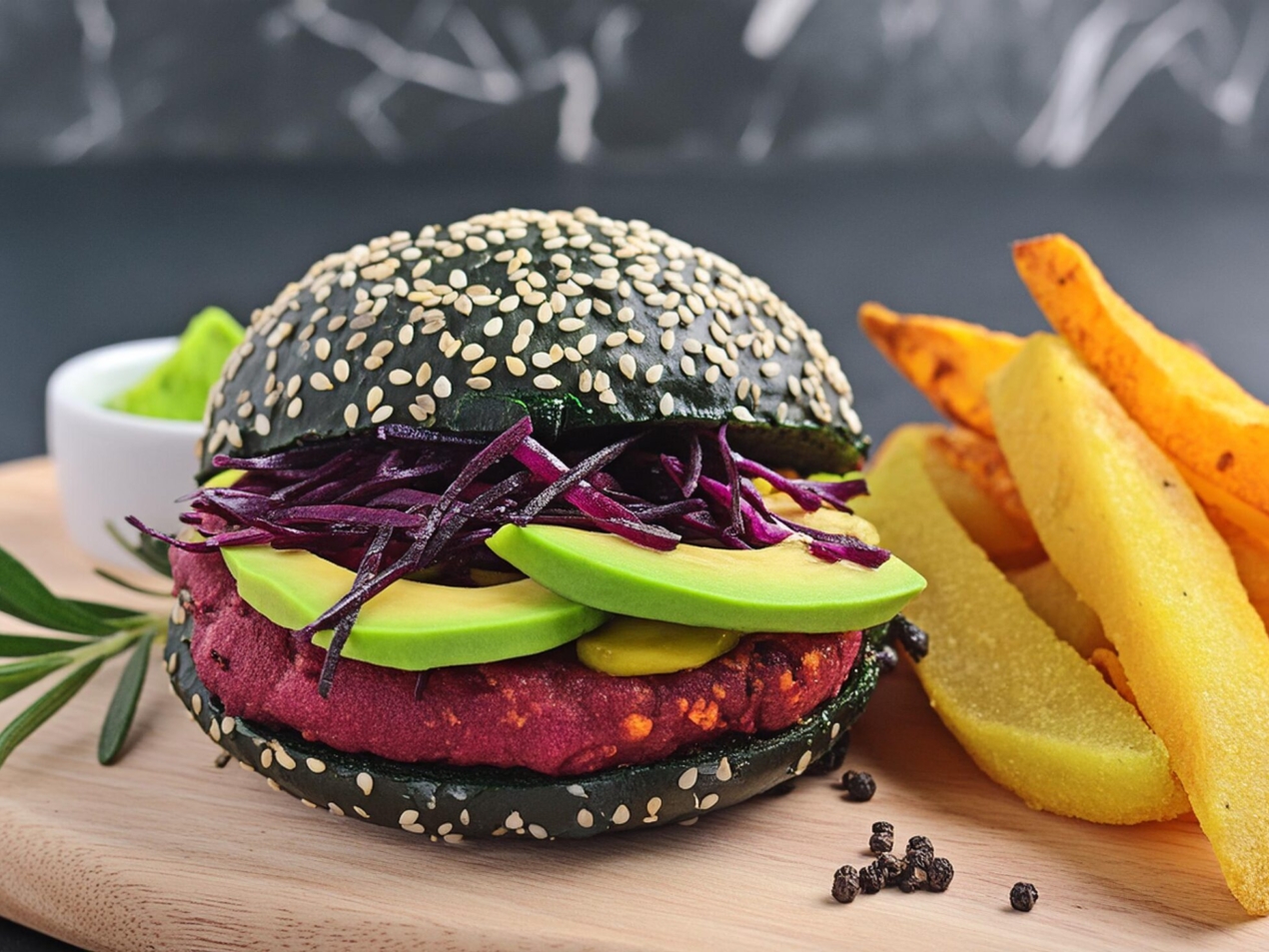 Burger-with-Black-Sesame-and-Purple-Yam