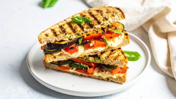 Grilled Vegetable Panini with Vegan Mozzarella 169 1