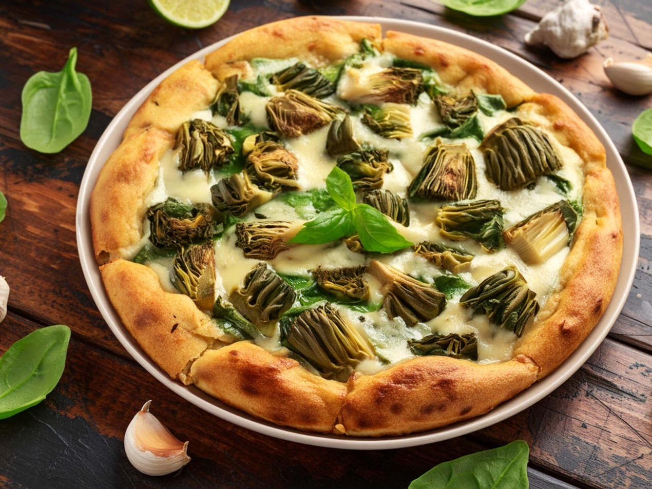 Pizza-with-Spinach-and-Artichoke-Vegan