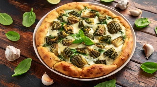 Pizza-with-Spinach-and-Artichoke-Vegan