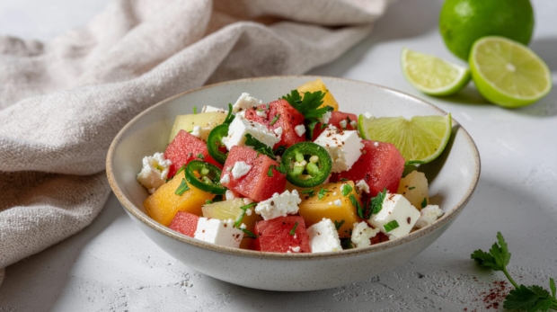 Spicy Melon Feta Salad with Jalapeño 169 1