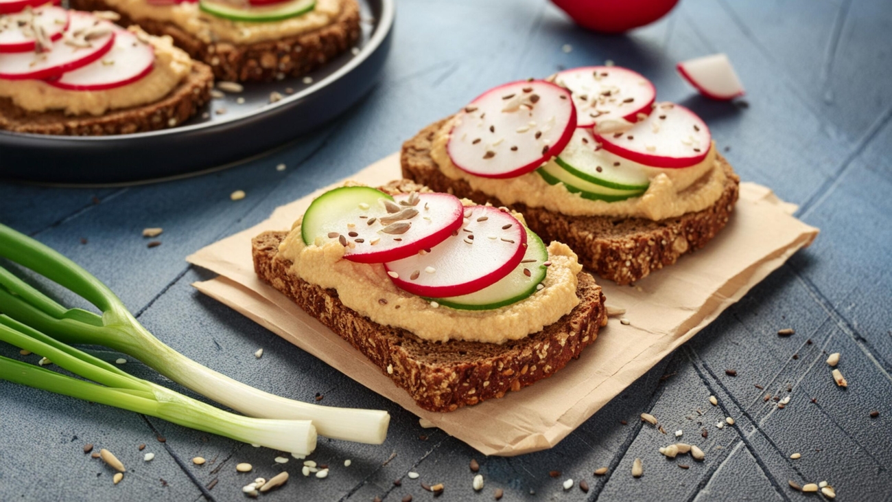 Toast-with-Hummus-Cucumbers-and-Radishes-Veggie