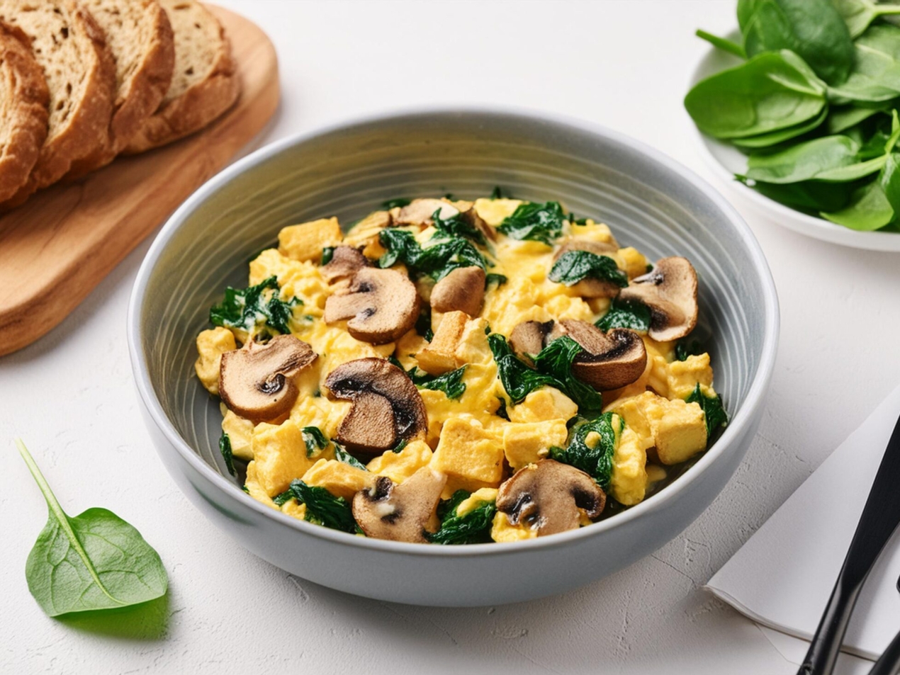Tofu-Scramble-with-Spinach-and-Mushrooms-Vegan