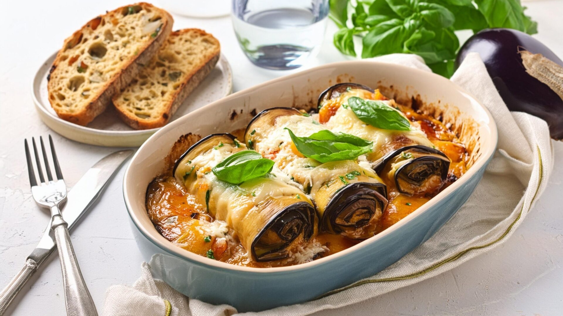 Low-Carb Aubergine Rollatini with Ricotta & Spinach | Delicious Italian