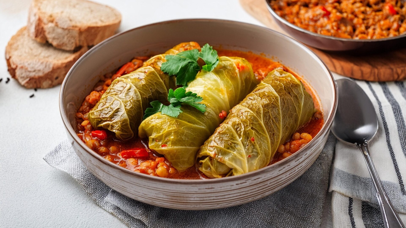 Bell-Pepper-and-Lentil-Stuffed-Cabbage-Rolls