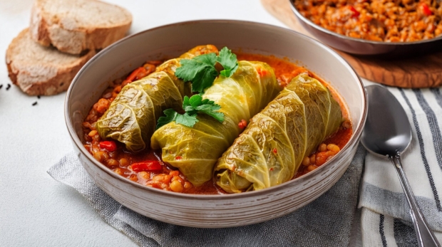 Bell-Pepper-and-Lentil-Stuffed-Cabbage-Rolls