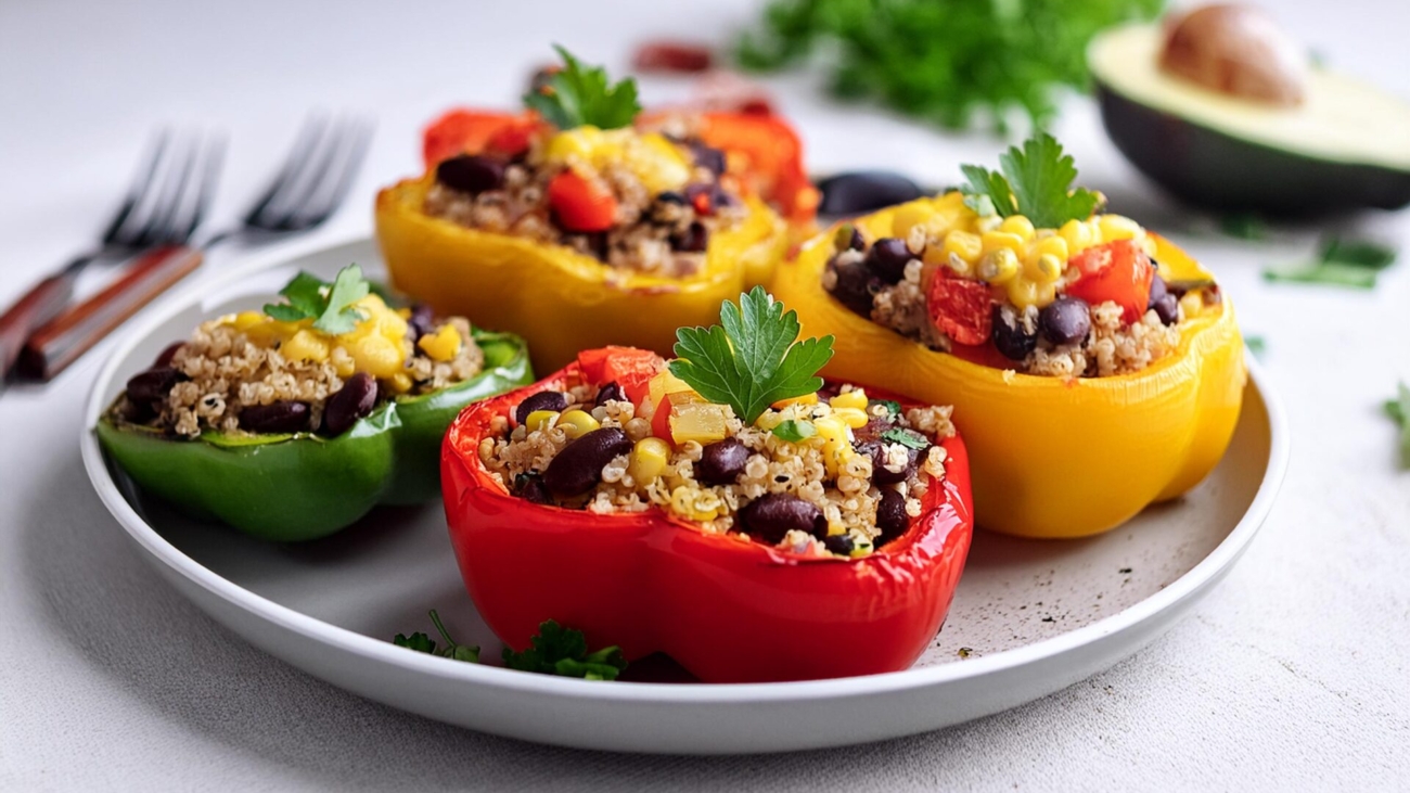 Bell-Peppers-Stuffed-with-Quinoa-and-Black-Beans