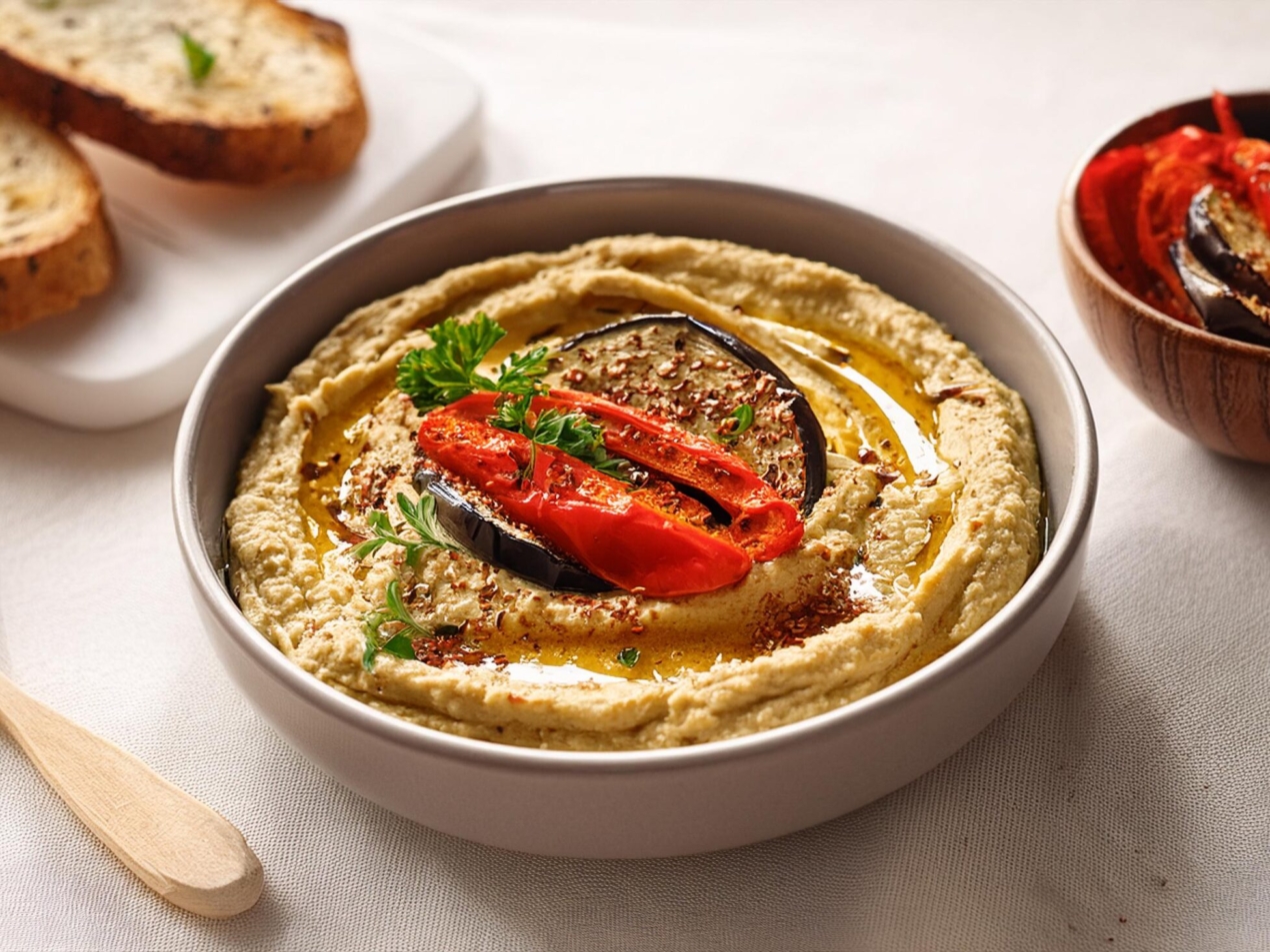 Hummus-Roasted-Aubergine-and-Red-Pepper
