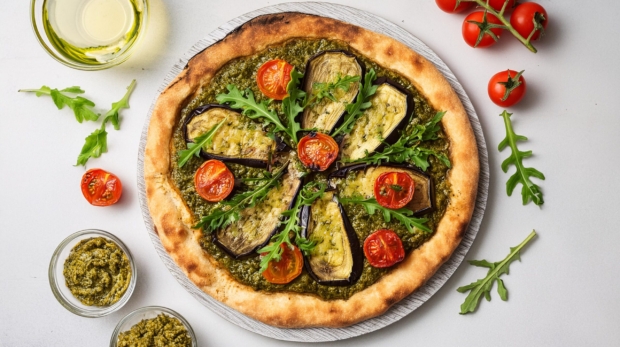 Pizza-Aubergine-Pesto