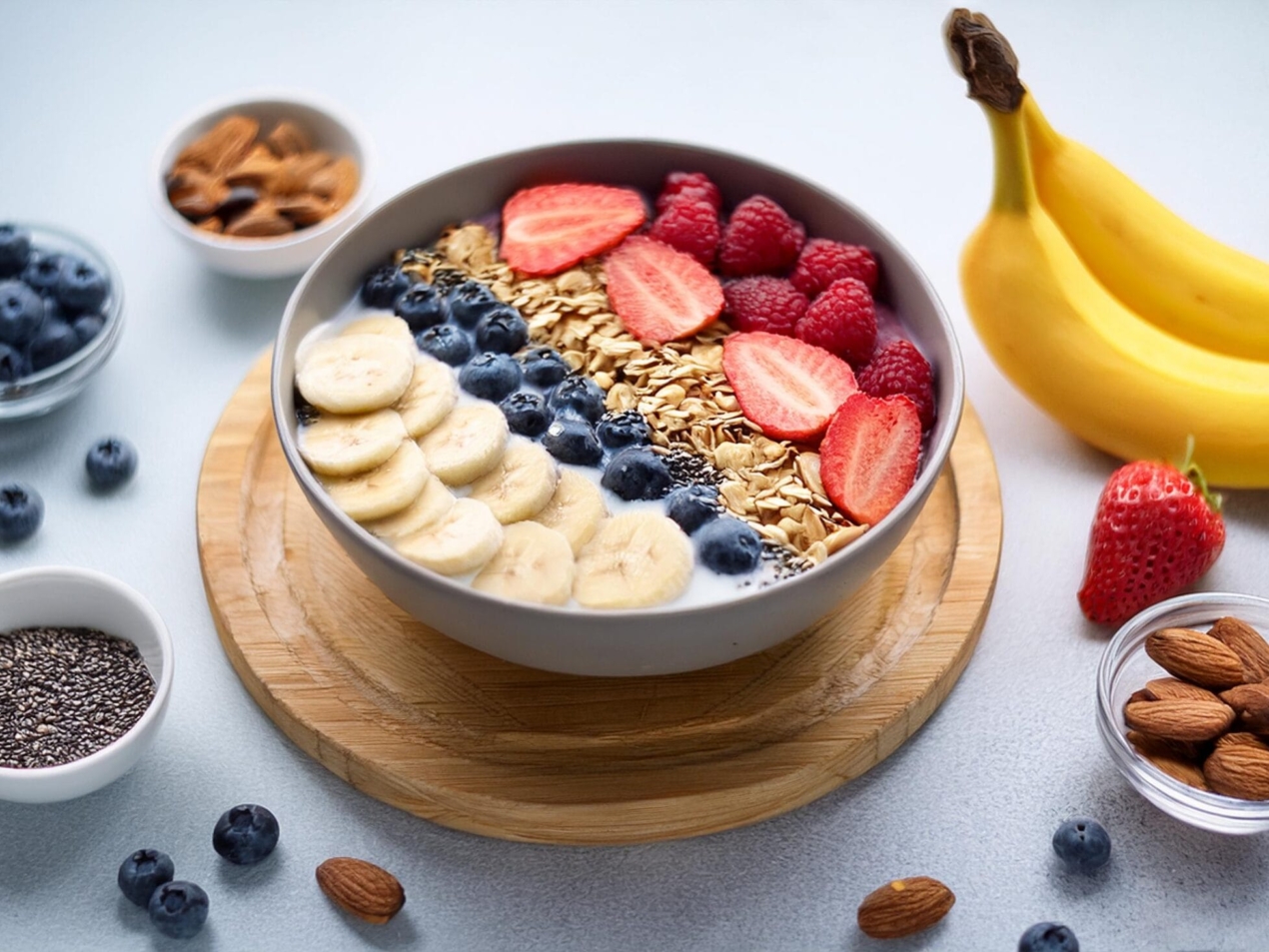 Smoothie Bowl Almond Butter and Banana ingredients 169