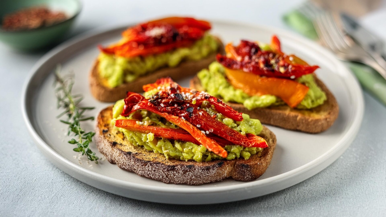Toast-with-Roasted-Bell-Pepper-and-Avocado