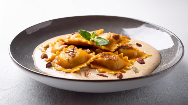 Pumpkin-Ravioli-with-Hazelnut-Cream-Sauce