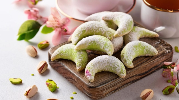 Christmas Cookies Pistachio Rose Water Crescents xmas 169