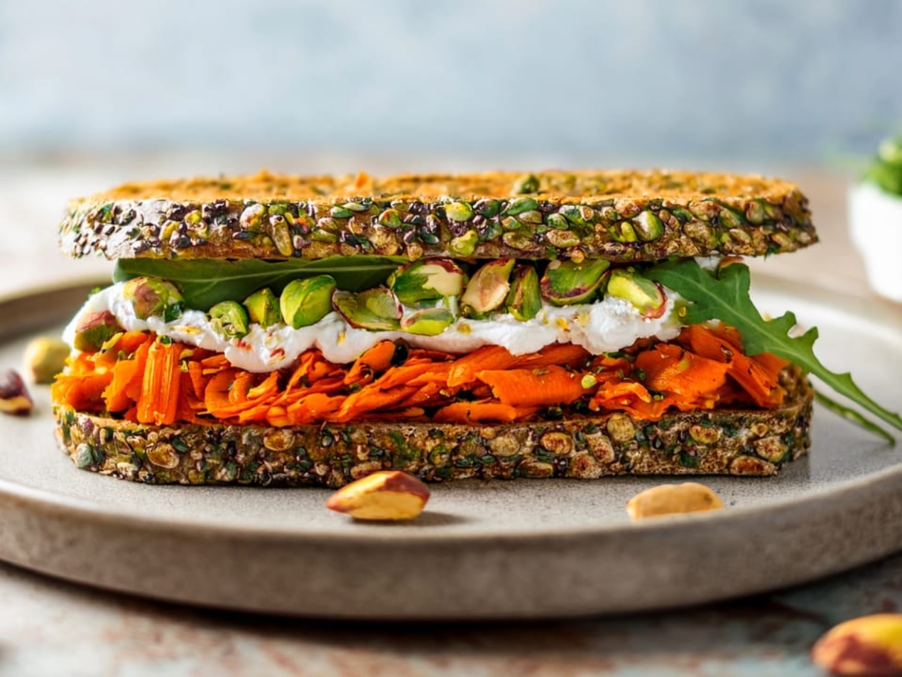 Spicy Harissa Carrot & Pistachio Sandwich 169 2