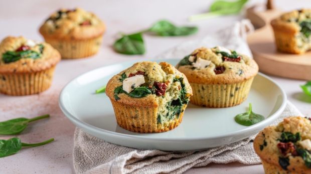 Spinach & Feta Muffins with Sun-Dried Tomatoes 169 1