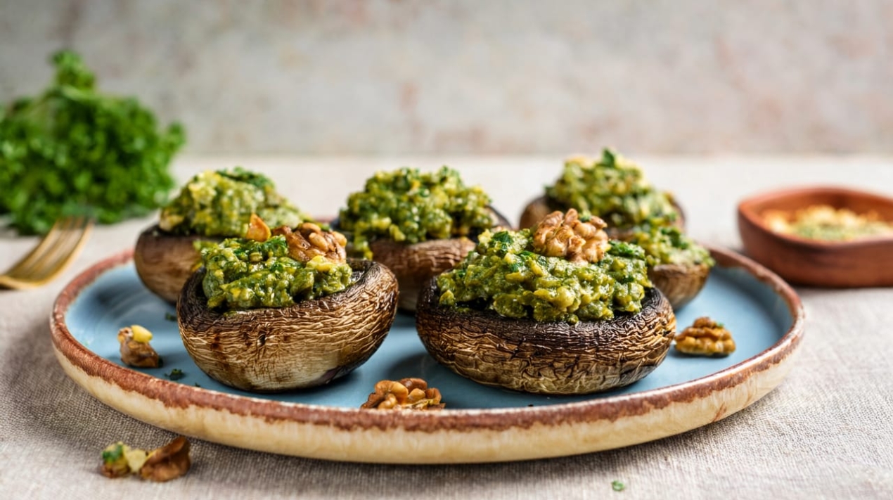 Wild Garlic Pesto Stuffed Mushrooms 169 1