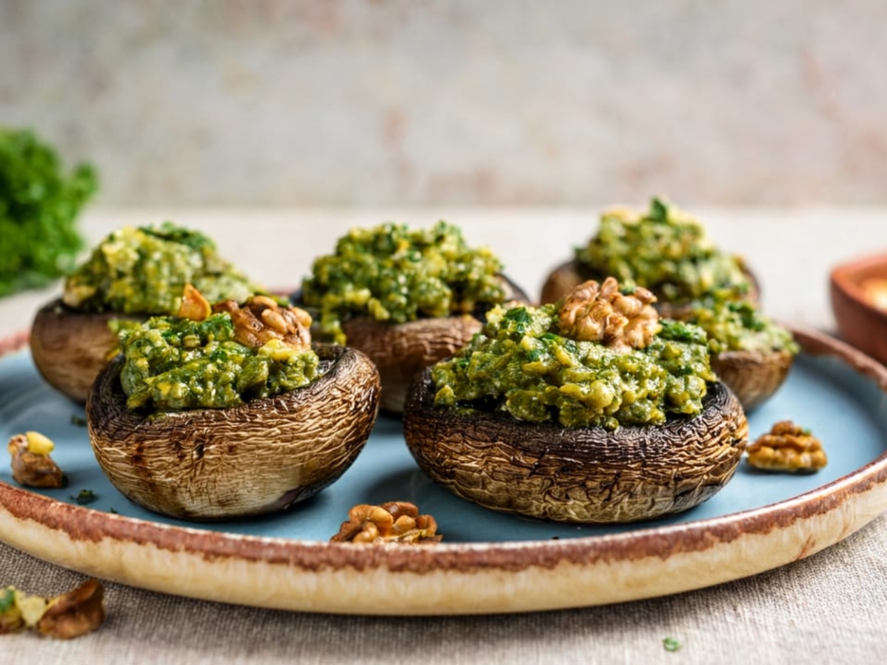 Wild Garlic Pesto Stuffed Mushrooms 169 1