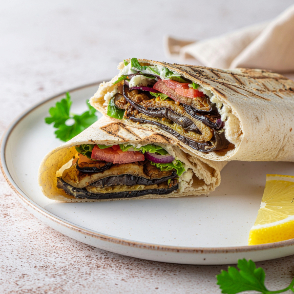 Vegetarian Eggplant Gyros with Creamy Tzatziki & Fresh Veggies 169 2
