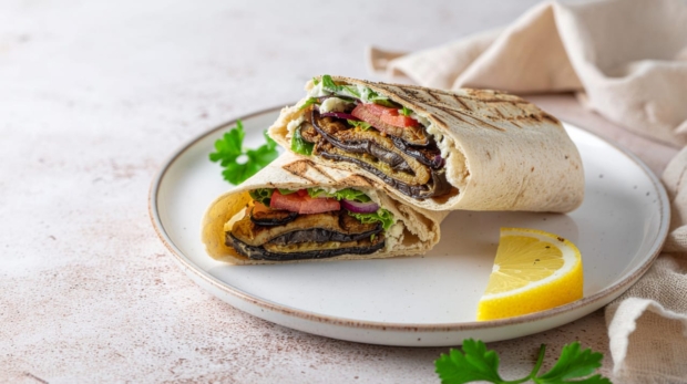 Vegetarian Eggplant Gyros with Creamy Tzatziki & Fresh Veggies 169 2
