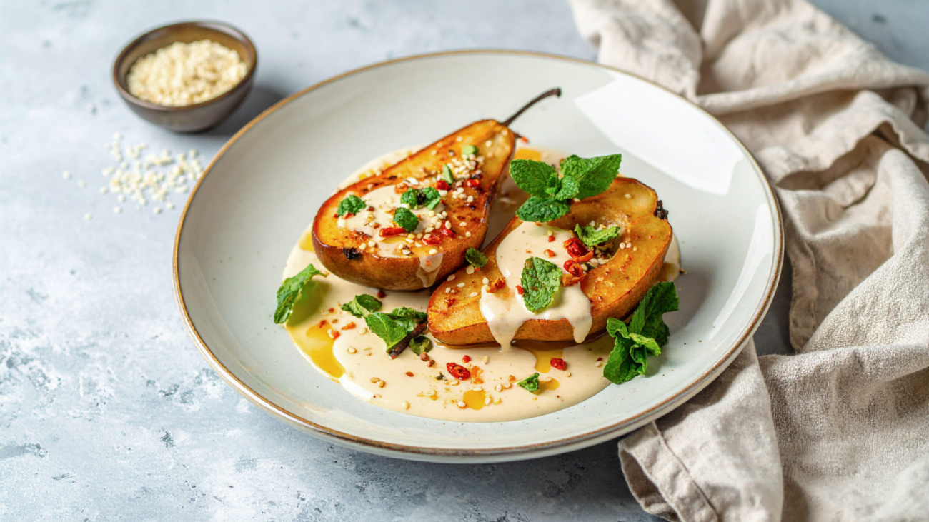 Roasted Pears with Chili-Mint 169 1