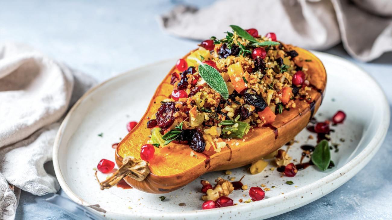 Wild Rice Stuffed Acorn Squash with Pear 169 3