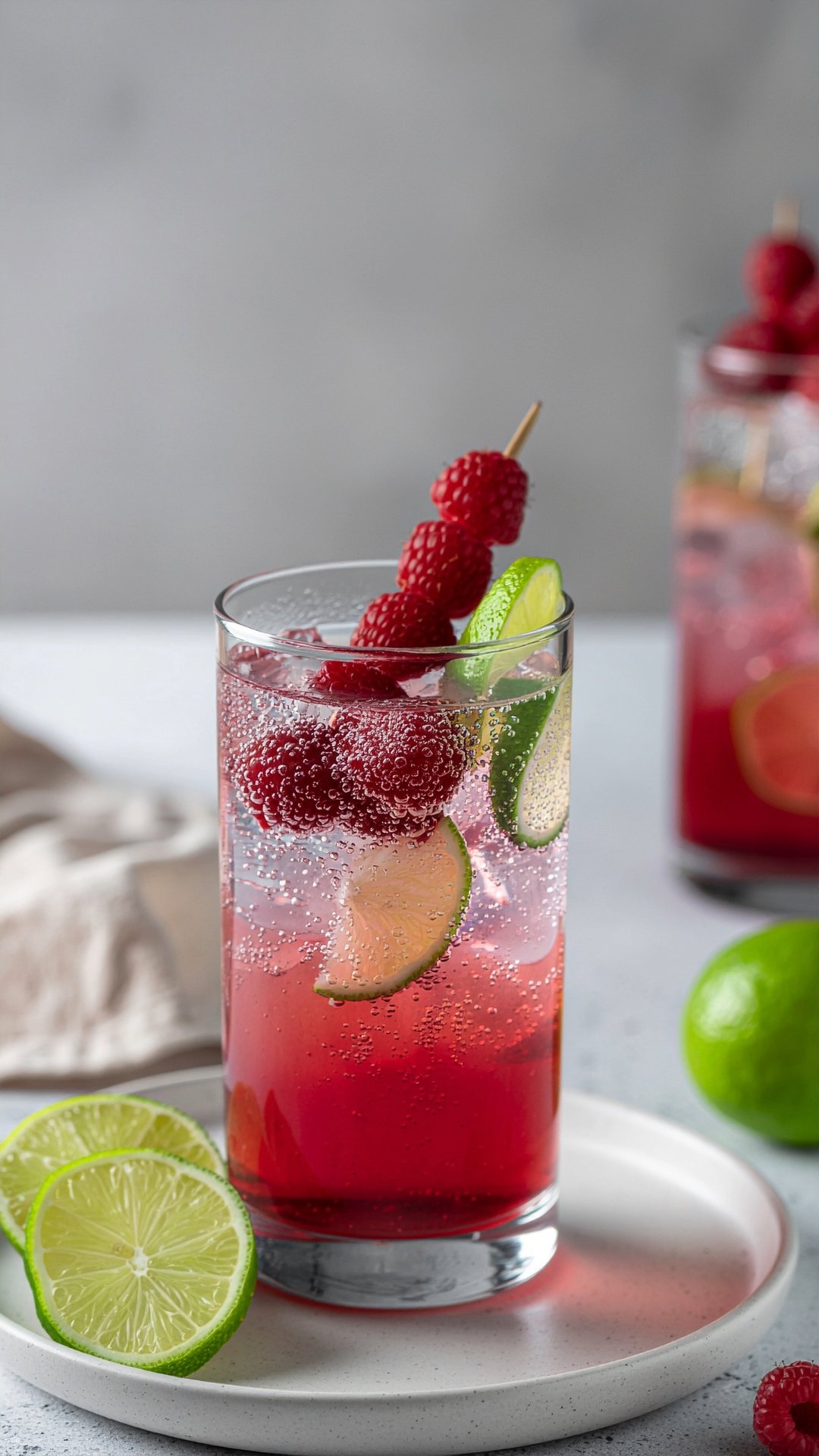 Iced Raspberry Lime Raspberry Lime Rickey | Tart and Bubbly Summer Cocktail Recipe